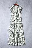 Ruffled Printed Surplice Cap Sleeve Dress