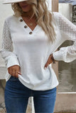 Decorative Button V-Neck Long Sleeve T-Shirt