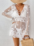 Cutout Tied V-Neck Long Sleeve Cover Up