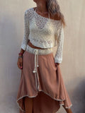 Round Neck Long Sleeve Knit Cover Up