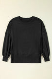 Exposed Seam Round Neck Long Sleeve Sweatshirt