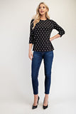 Celeste Full Size Polka Dot Round Neck Three-Quarter Sleeve T-Shirt