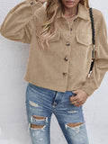 Button Up Dropped Shoulder Long Sleeve Jacket