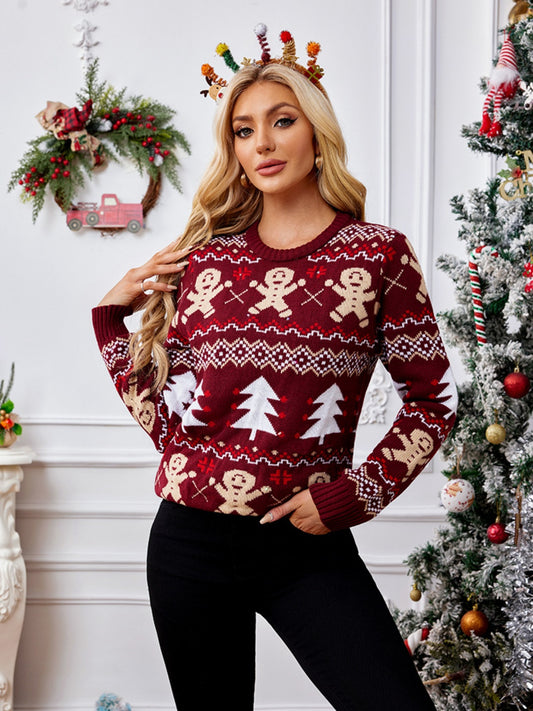 Gingerbread Round Neck Long Sleeve Sweater