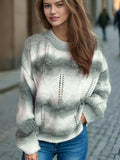 Openwork Round Neck Long Sleeve Sweater