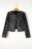 Sequin Open Front Long Sleeve Jacket