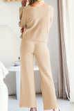 Round Neck Long Sleeve Top and Pants Set