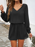 Cutout V-Neck Long Sleeve Mini Dress