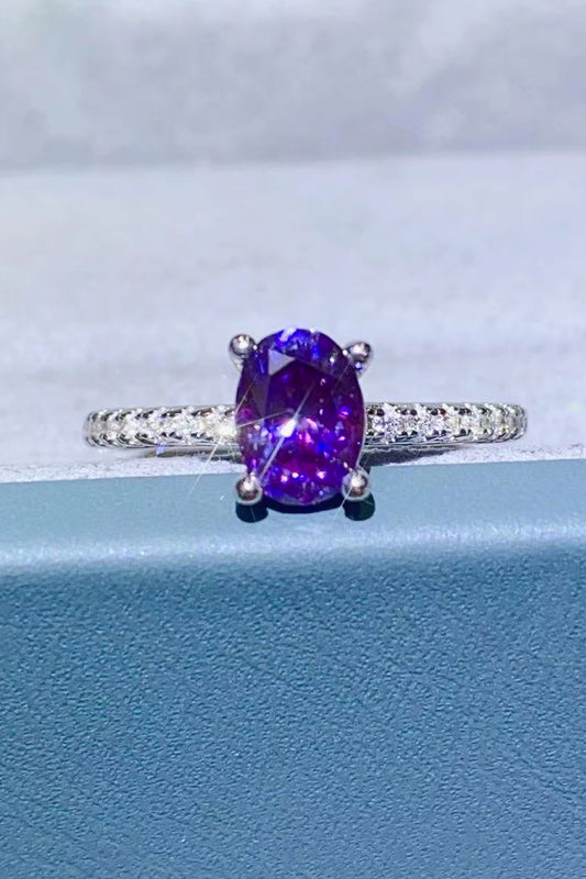 1 Carat Purple Moissanite 4-Prong Ring