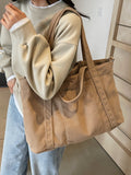 Corduroy Solid Large Tote Bag