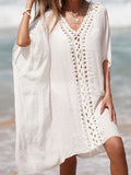 Cutout V-Neck Three-Quarter Sleeve Cover Up