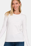 Zenana Full Size Solid Color Round Neck Long Sleeve T-Shirt