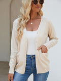 Pocketed V-Neck Button Up Long Sleeve Cardigan