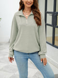 Textured Quarter Zip Long Sleeve Sweatshirt