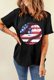 US Flag Round Neck Short Sleeve T-Shirt