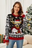 Christmas Pattern Round Neck Long Sleeve Sweater