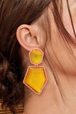 Geometrical Shape Zinc Alloy Frame Resin Dangle Earrings