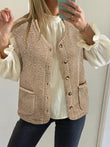 Button Up Vest Coat with Pockets