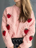 Strawberry Button Down Long Sleeve Cardigan