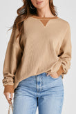 Waffle-Knit Long Sleeve Sweatshirt