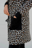 Pocketed Leopard Open Front Cover Up