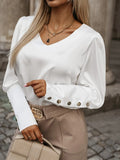 V-Neck Long Sleeve Blouse