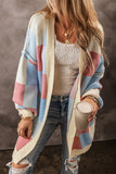 Exposed Seam Color Block Open Front Cardigan