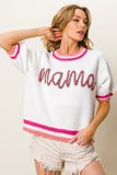 BiBi MAMA Contrast Trim Short Sleeve Sweater