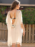 Tassel Cutout Half Sleeve Cover-Up