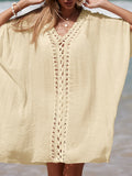 Cutout V-Neck Three-Quarter Sleeve Cover Up