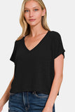 Zenana V-Neck Short Sleeve Crop T-Shirt