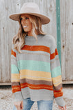 Color Block Round Neck Dropped Shoulder Sweater