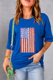 US Flag Round Neck Half Sleeve T-Shirt