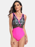 Printed Surplice Wide Strap One-Piece Swimwear