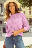 Round Neck Dropped Shoulder Long Sleeve Sweater