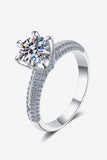 2 Carat Moissanite 925 Sterling Silver Side Stone Ring