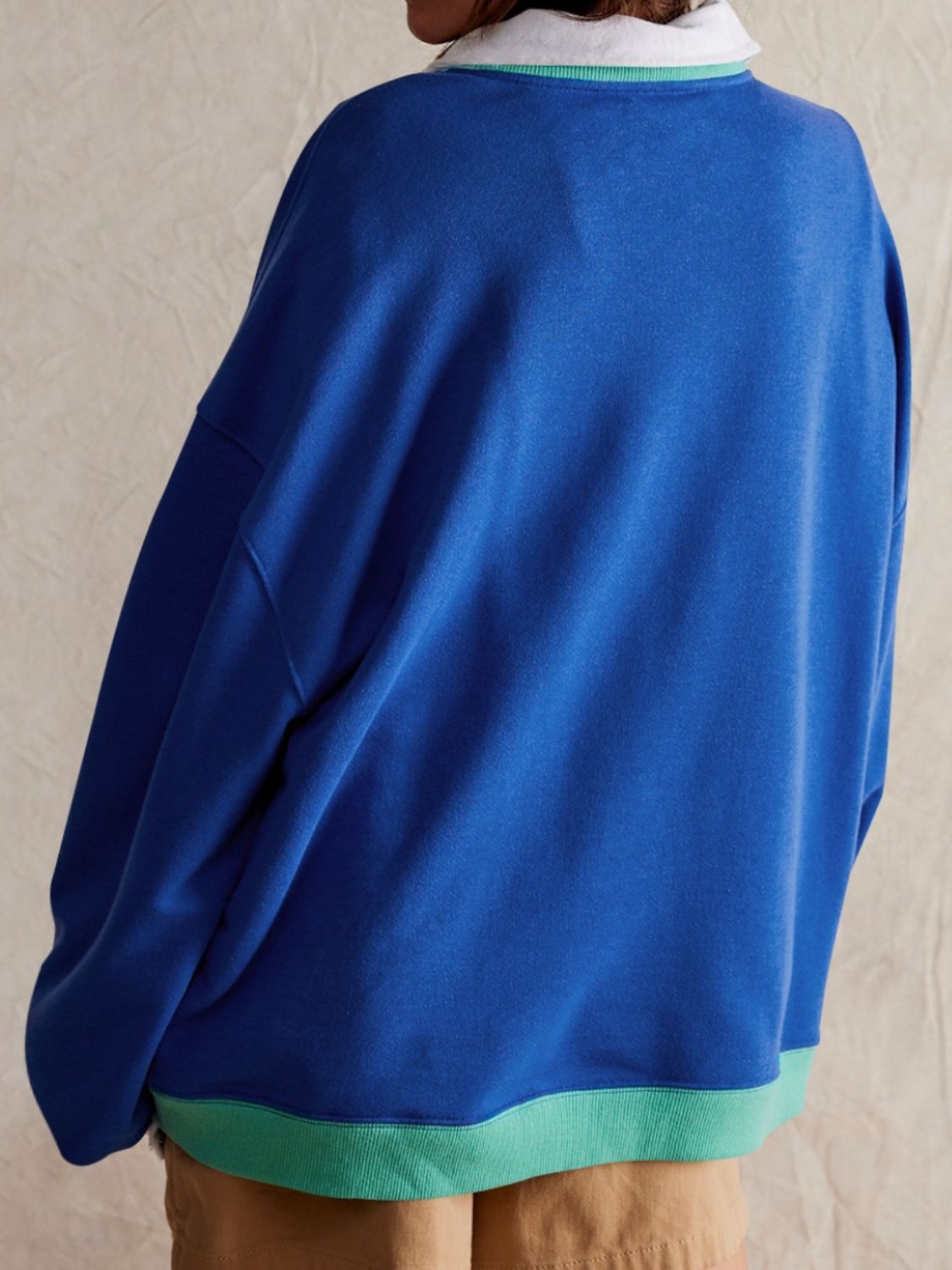 Contrast Dropped Shoulder Long Sleeve Sweatshirt