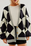 Color Block Button Down Long Sleeve Cardigan