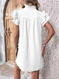 Ruffled Notched Cap Sleeve Mini Dress