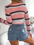 Tied Openwork Long Sleeve Knit Top