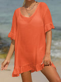 Tied Ruffled Half Sleeve Cover-Up