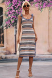 Striped Tie Shoulder Split Cover Up Dress