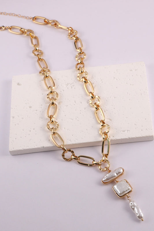 5-Piece Wholesale Freshwater Pearl Chunky Chain Necklace