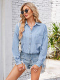 Button Up Long Sleeve Denim Jacket with Breast Pockets