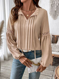 Perfee Frill Tie Neck Long Sleeve Blouse