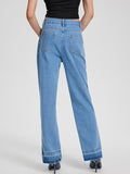 Slit Straight Leg Jeans with Pockets