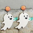 Ghost Shape Wooden Dangle Earrings