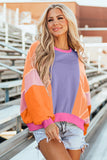 Color Block Round Neck Long Sleeve Top