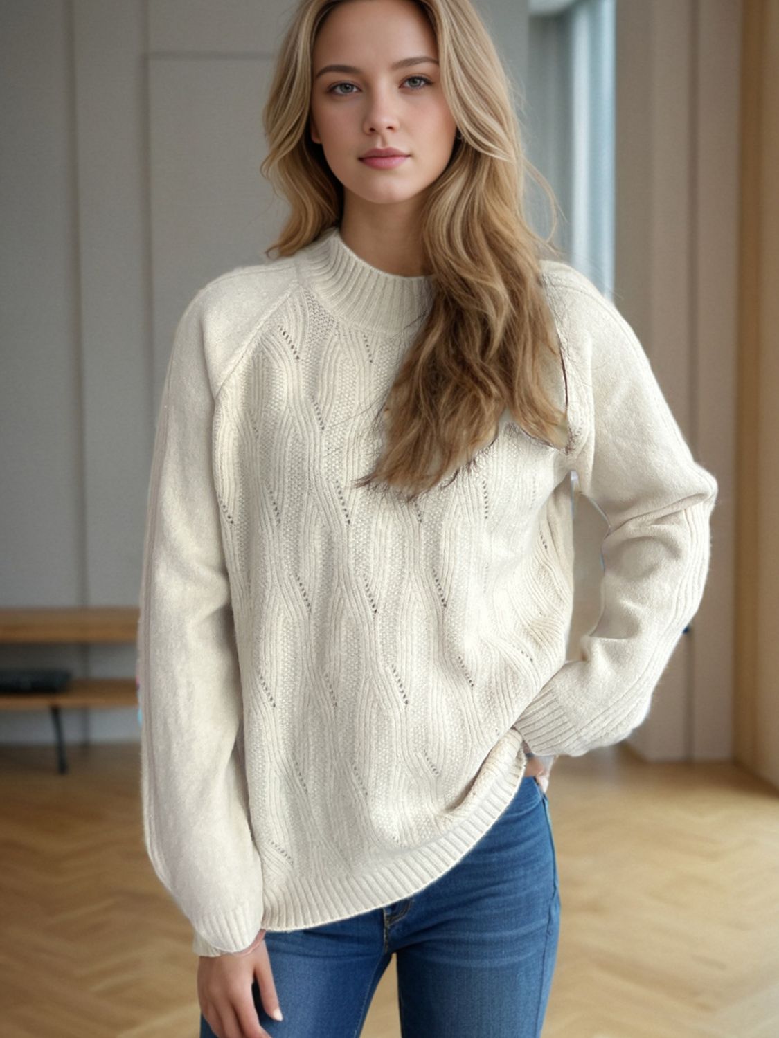 Mock Neck Long Sleeve Sweater