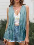 Fringe Open Front Vest Coat